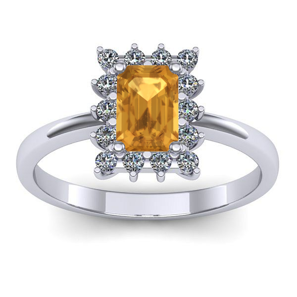 Inel logodna cu citrin dreptunghiular