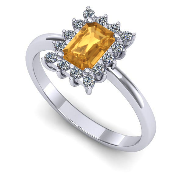 Inel logodna din aur alb cu citrin