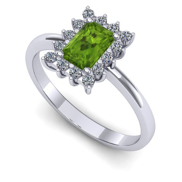 Inel din aur alb cu peridot