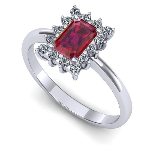 Inel de logodna din aur alb cu rubin