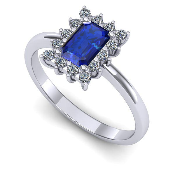 Inel din aur alb cu safir