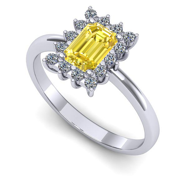 Inel din aur alb cu safir galben