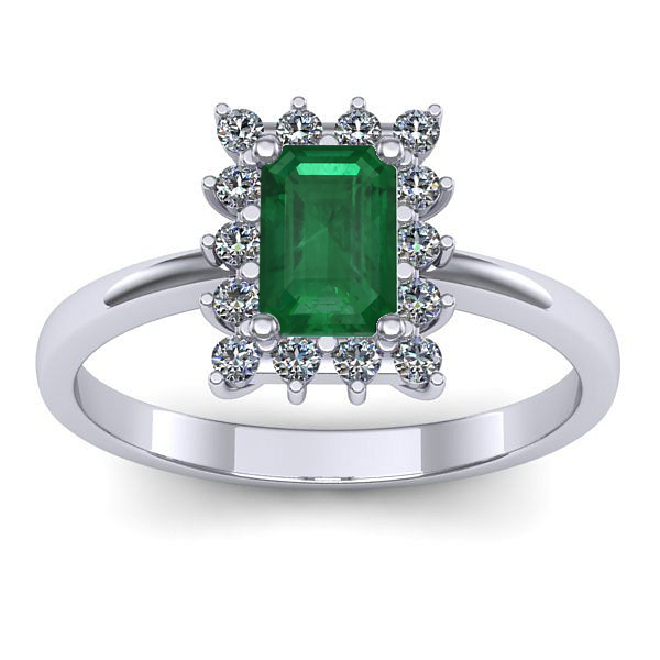 Inel cu smarald dreptunghiular