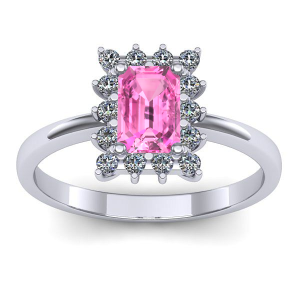 Inel cu safir roz dreptunghiular