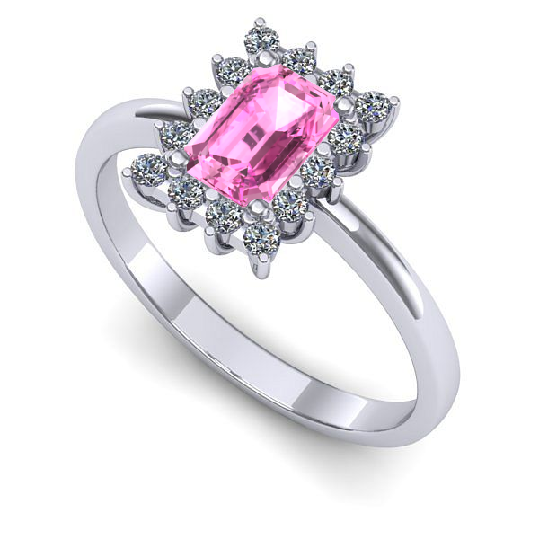 Inel din aur alb cu safir roz