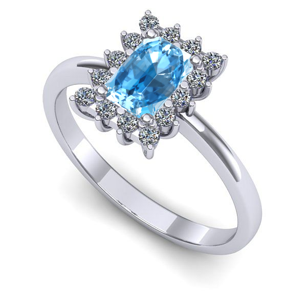 Inel logodna din aur alb cu topaz blue