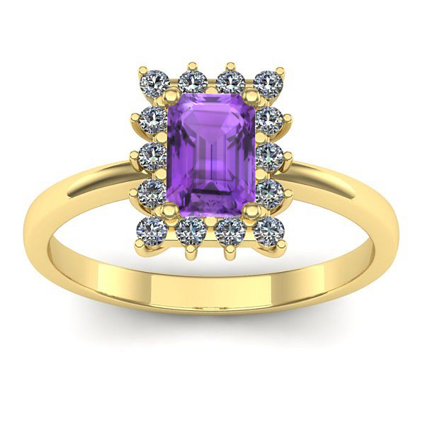 Inel cu ametist dreptunghiular