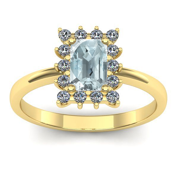 Inel de logodna cu aquamarin dreptunghiular