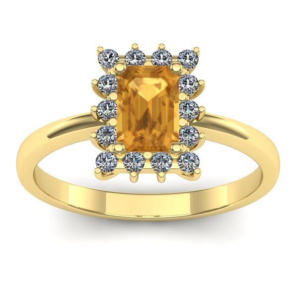 Inel cu citrin dreptunghiular