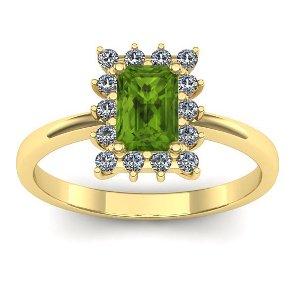 Inel de logodna cu peridot dreptunghiular