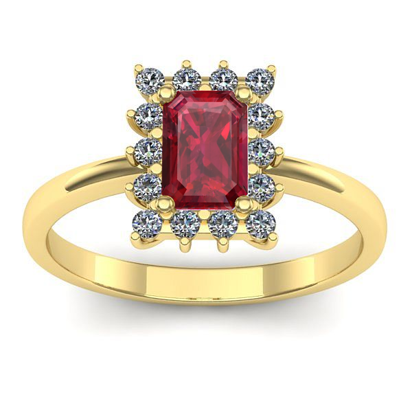 Inel de logodna cu rubin dreptunghiular