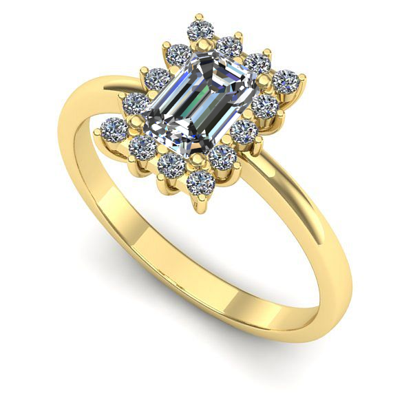 Inel logodna din aur galben cu safir alb