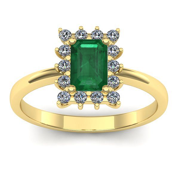 Inel de logodna cu smarald dreptunghiular