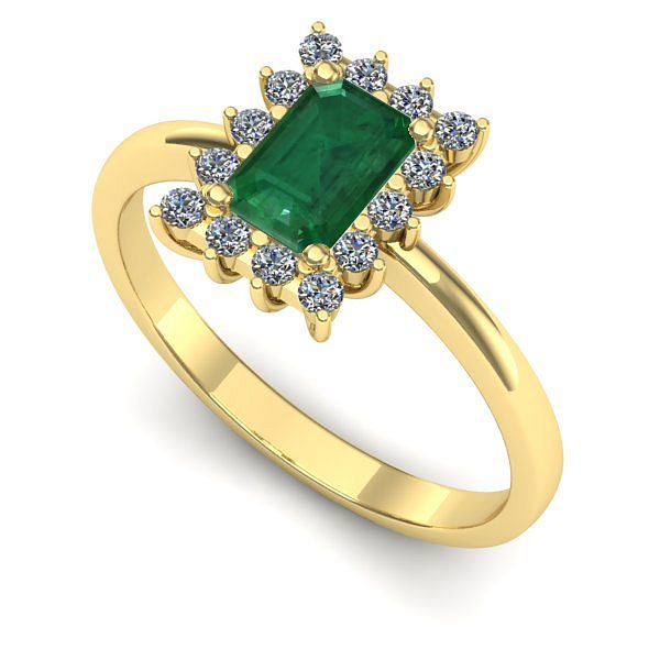 Inel logodna din aur galben cu smarald