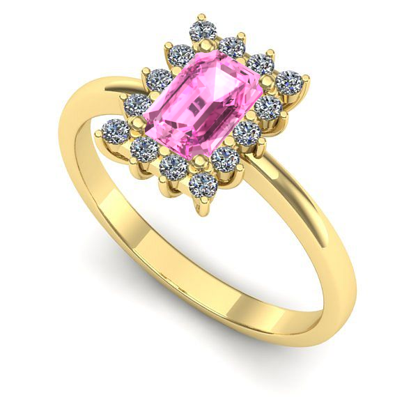 Inel de logodna din aur galben cu safir roz