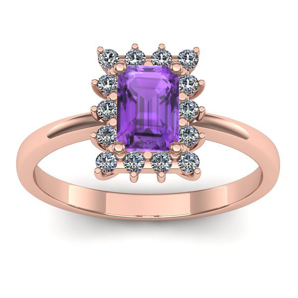 Inel logodna cu ametist dreptunghiular