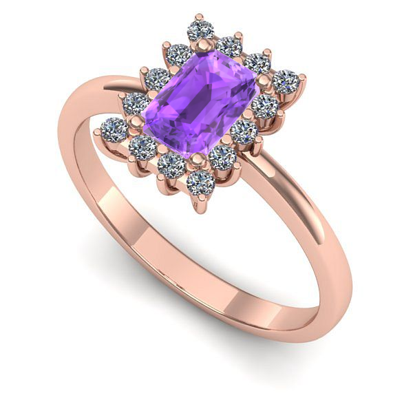 Inel din aur roz cu ametist