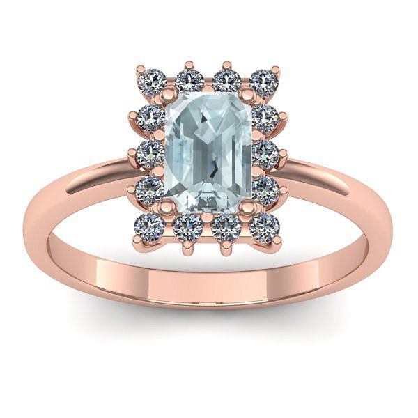 Inel de logodna cu aquamarin dreptunghiular