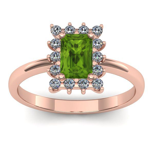 Inel cu peridot dreptunghiular