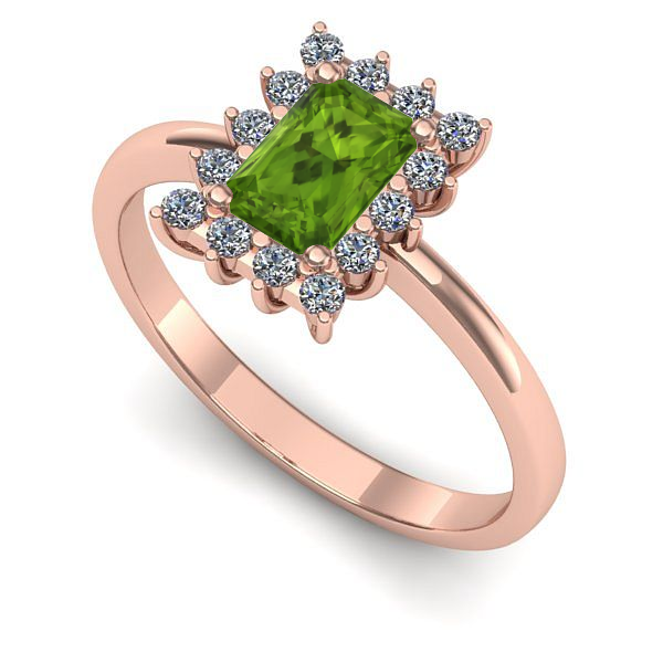 Inel logodna din aur roz cu peridot