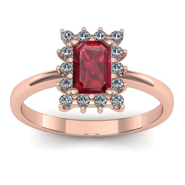 Inel logodna cu rubin dreptunghiular