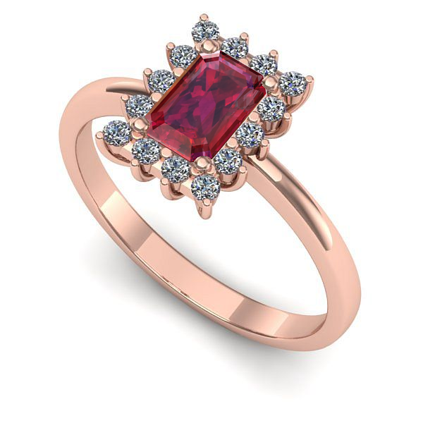 Inel de logodna din aur roz cu rubin