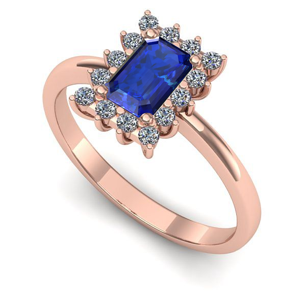 Inel din aur roz cu safir