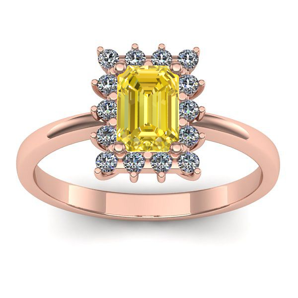 Inel logodna cu safir galben dreptunghiular