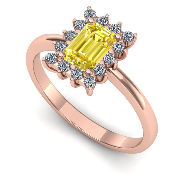 Inel de logodna din aur roz cu safir galben