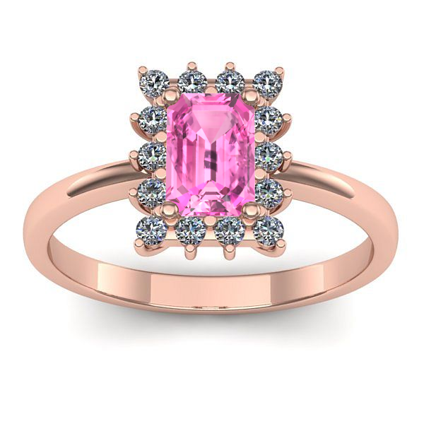 Inel cu safir roz dreptunghiular
