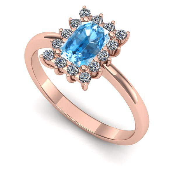 Inel din aur roz cu topaz blue