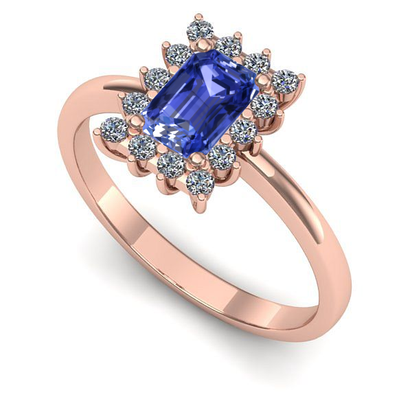 Inel logodna din aur roz cu tanzanit