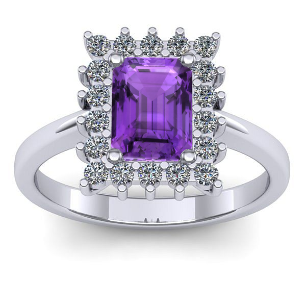 Inel de logodna cu ametist dreptunghiular