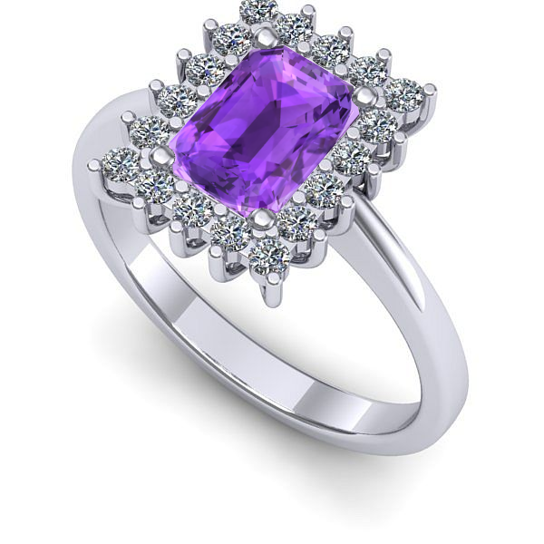 Inel de logodna din aur alb cu ametist