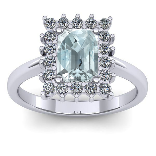 Inel cu aquamarin dreptunghiular