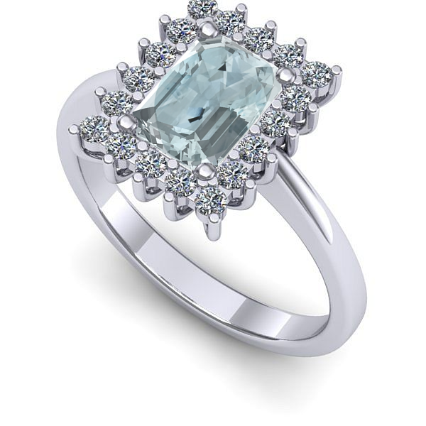 Inel de logodna din aur alb cu aquamarin