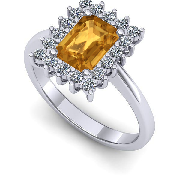 Inel din aur alb cu citrin