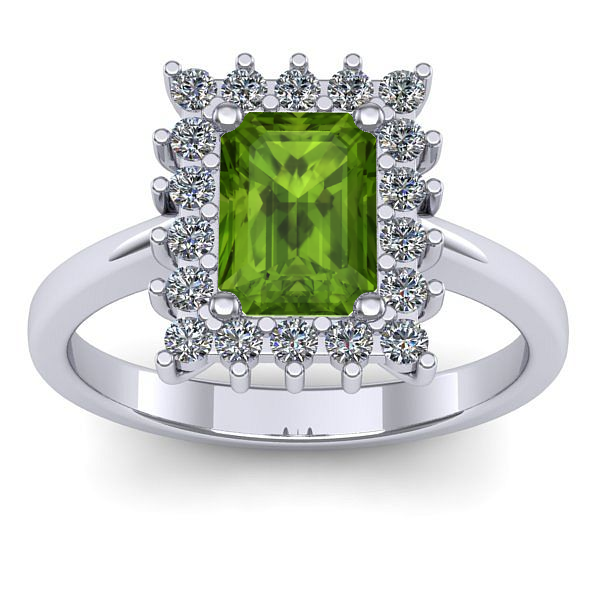 Inel cu peridot dreptunghiular