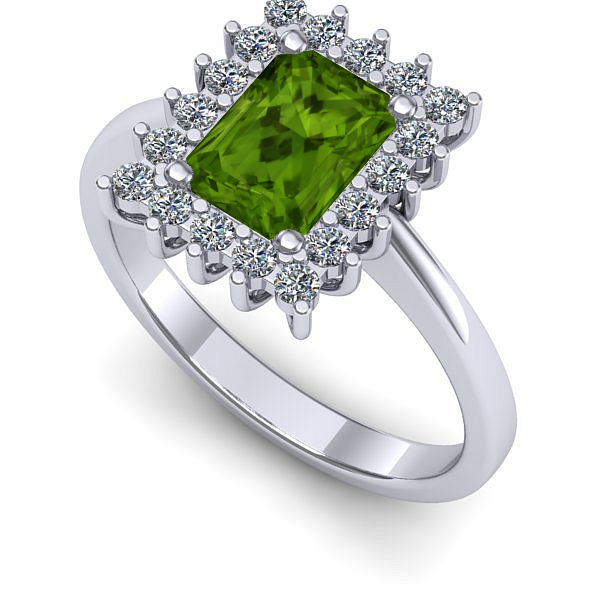 Inel logodna din aur alb cu peridot