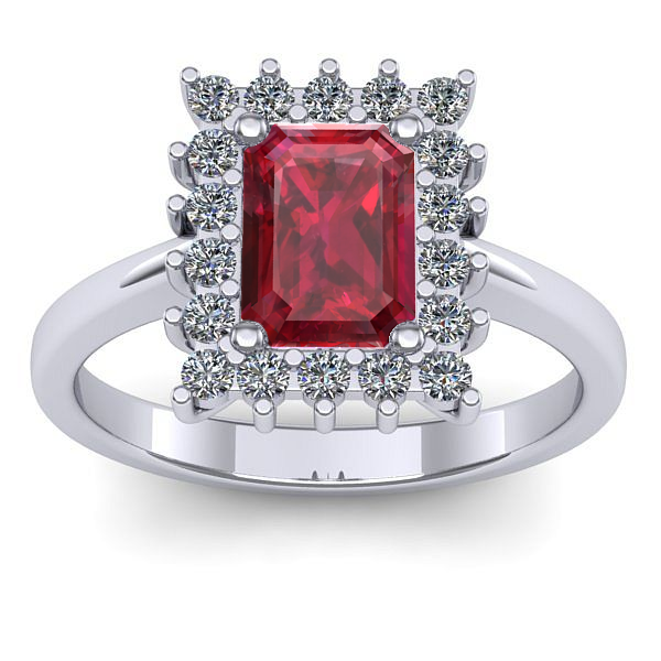 Inel de logodna cu rubin dreptunghiular