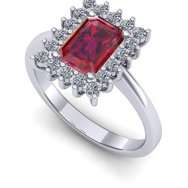 Inel de logodna din aur alb cu rubin