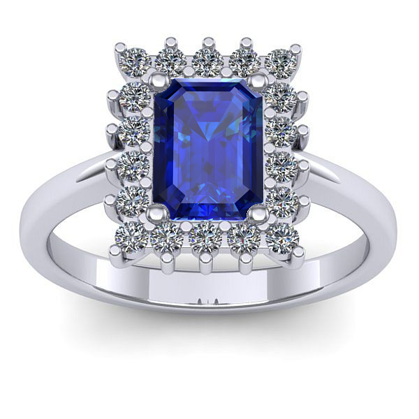 Inel logodna cu safir dreptunghiular