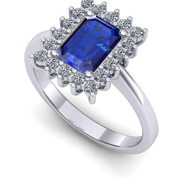 Inel din aur alb cu safir