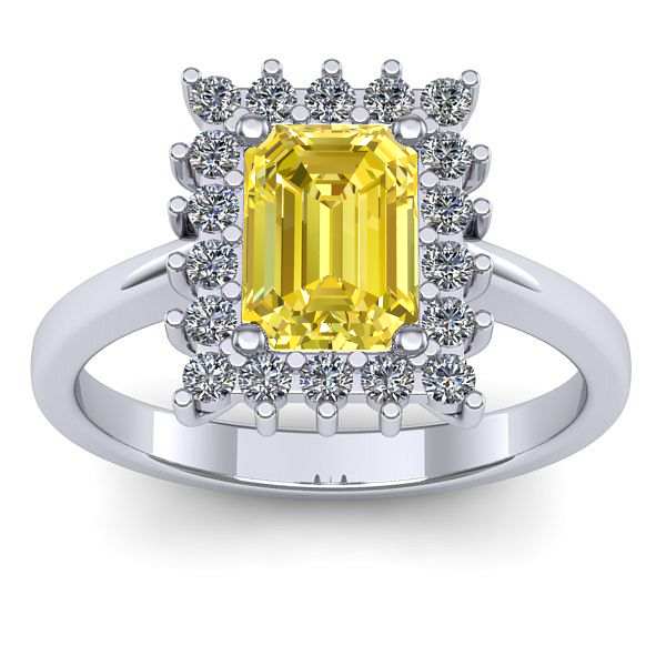 Inel logodna cu safir galben dreptunghiular