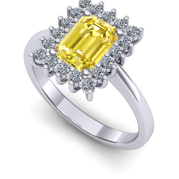 Inel logodna din aur alb cu safir galben