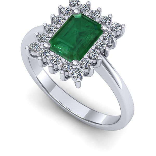 Inel din aur alb cu smarald