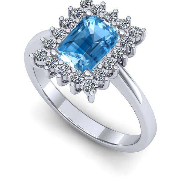 Inel din aur alb cu topaz blue