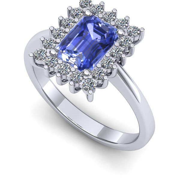 Inel logodna din aur alb cu tanzanit