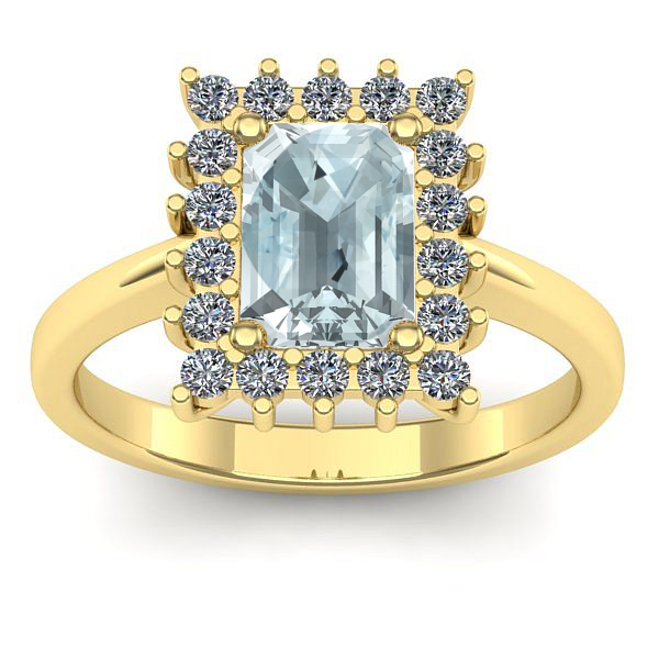 Inel cu aquamarin dreptunghiular