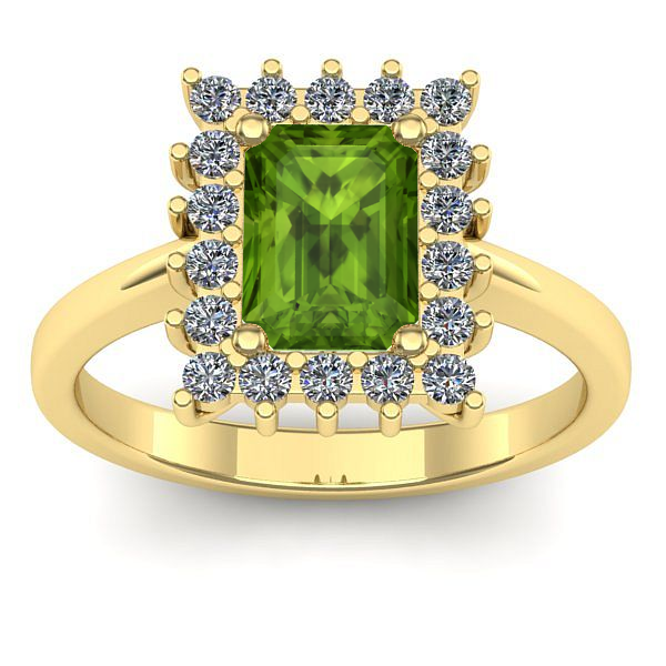 Inel cu peridot dreptunghiular